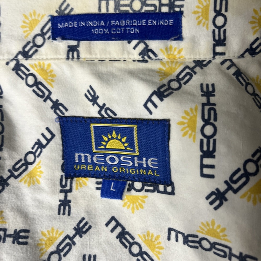 Vintage Meoshe Urban Original All Over‎ Print Shirt Mens Large Cotton Button Up